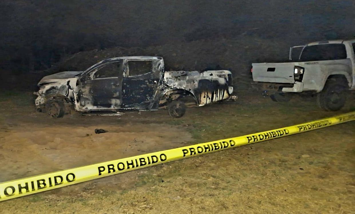 Grupo armado agrede a GC de Pátzcuaro; los oficiales hallaron 5 cadáveres calcinados y tres camionetas 