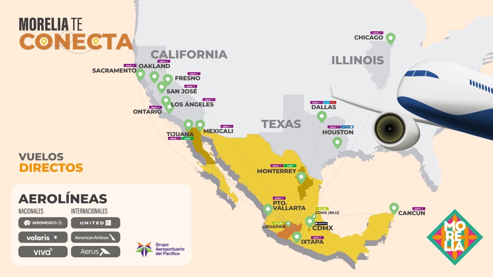 Con rutas aéreas, Gobierno de Morelia refuerza la estrategia de promoción turística