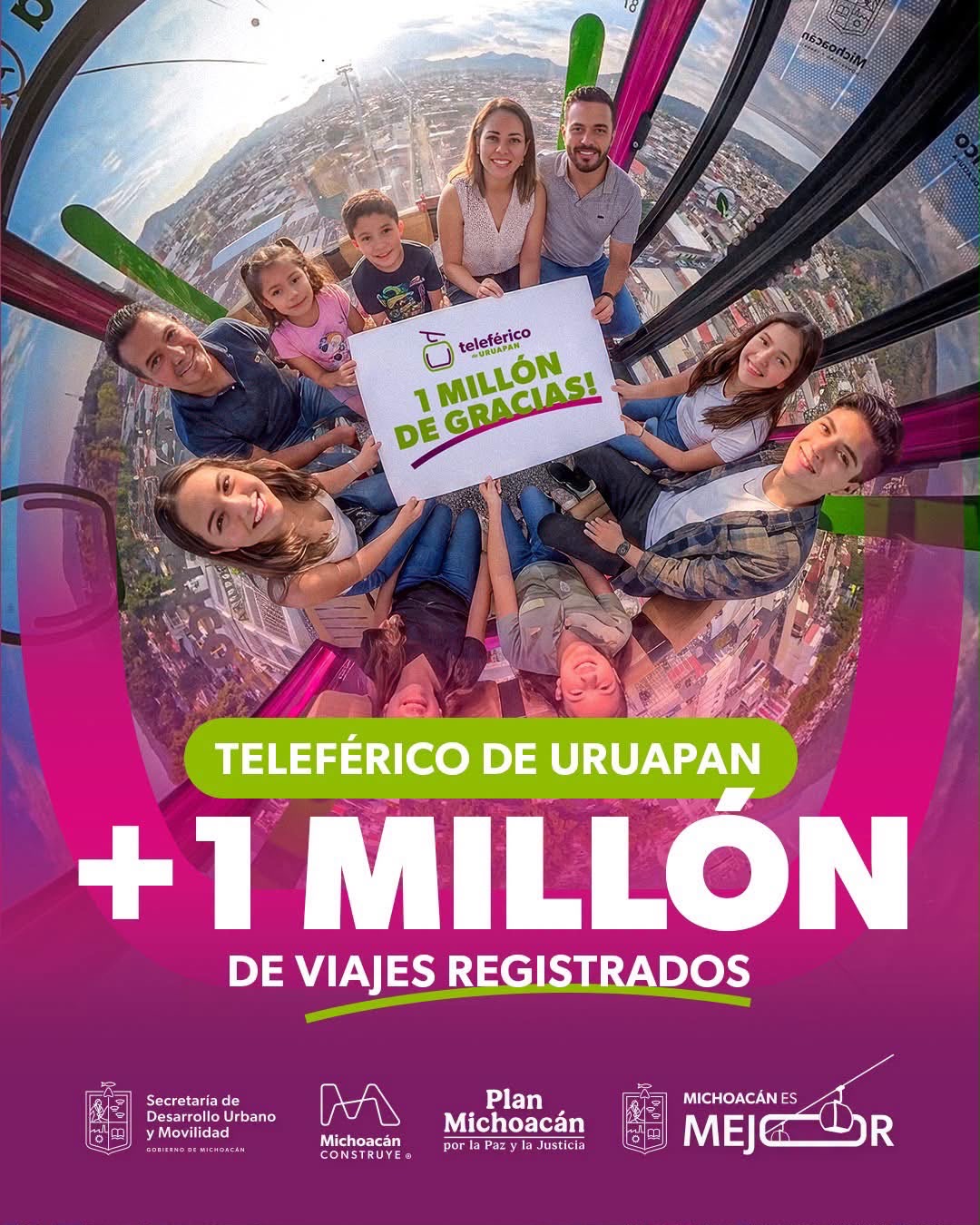 Un millón de pasajeros respaldan el éxito y la modernidad del teleférico de Uruapan: Bedolla