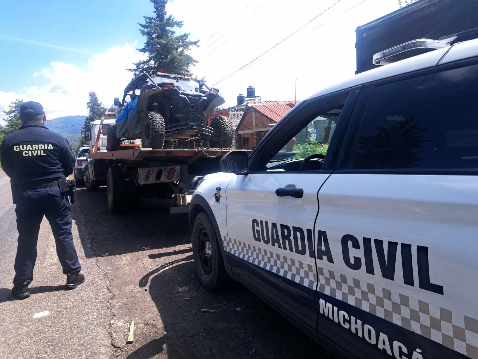 Detienen a hombre que remolcaba vehículo RZR con reporte de robo en la Morelia-Quiroga 