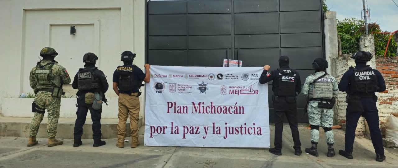SSP brinda apoyo operativo en cateo de la FGE en Tanhuato; aseguran 12 armas, equipo táctico y vehículos