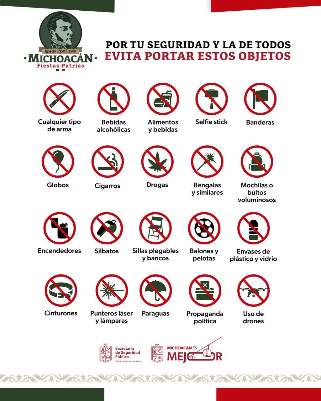 Estos son los objetos que no podrás llevar a las Fiestas Patrias