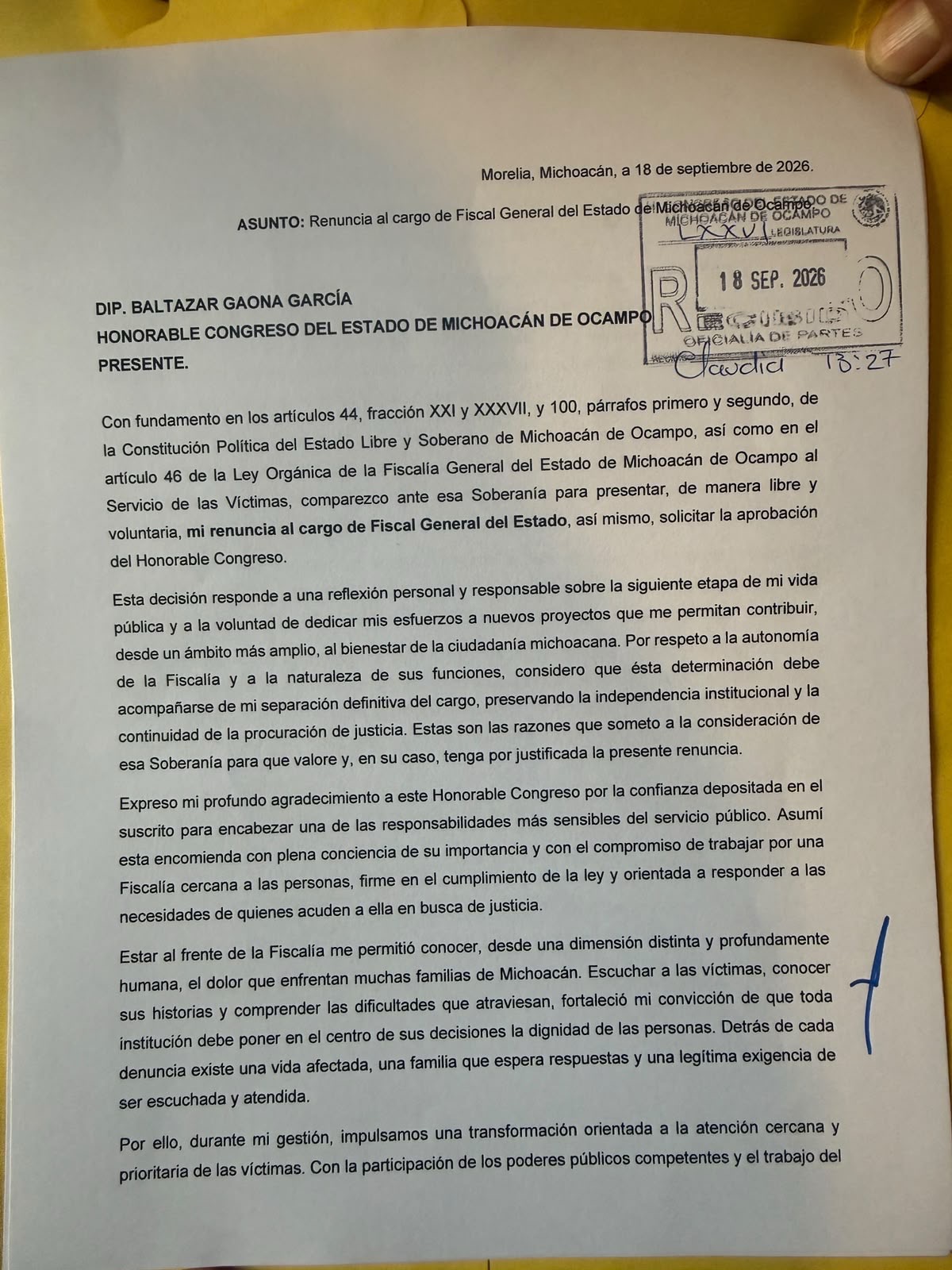 Tras su nombramiento, Torres Piña cierra etapa en la Fiscalía y abre nuevo capítulo de servicio a Michoacán